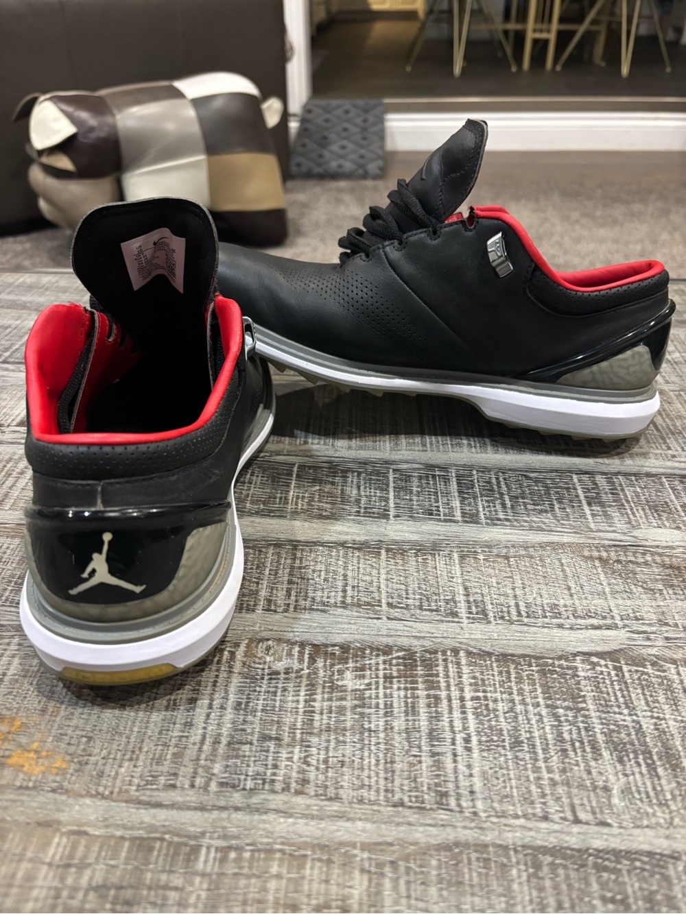 JORDAN ADG 4 Men's Cement Black and Red Tour Edition Soft Spike Golf Shoes!! - Picture 6 of 9